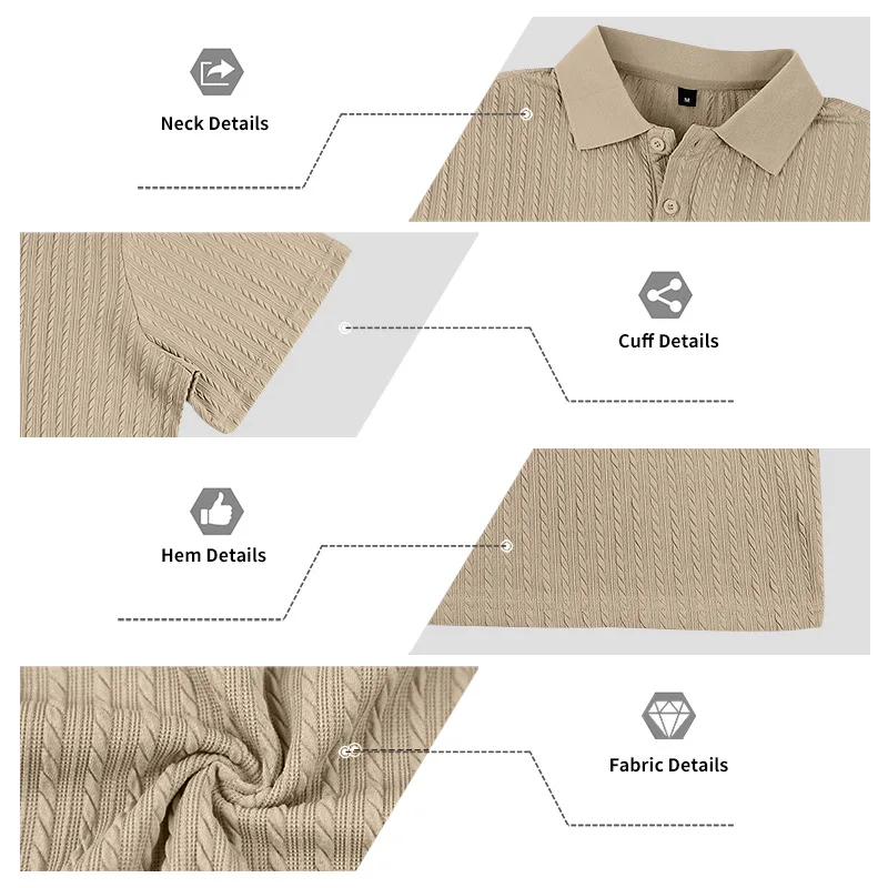 European and American Summer Men's Casual Loose Knit Jacquard In-Stock Buttoned Short-Sleeve Polo Shirt for Men