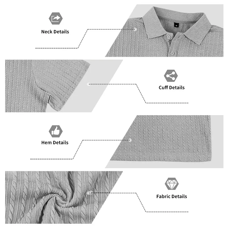 European and American Summer Men's Casual Loose Knit Jacquard In-Stock Buttoned Short-Sleeve Polo Shirt for Men