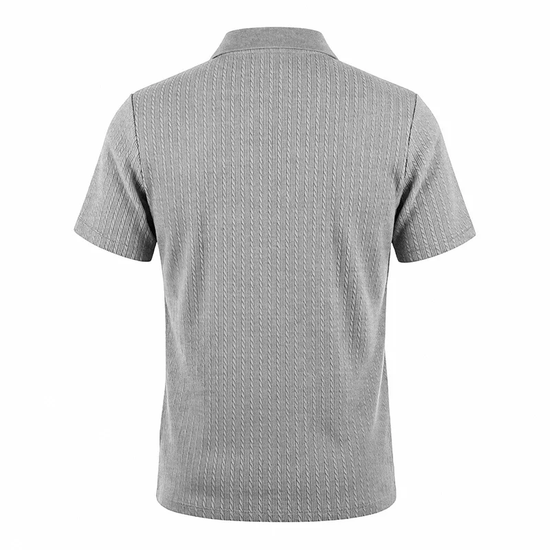 European and American Summer Men's Casual Loose Knit Jacquard In-Stock Buttoned Short-Sleeve Polo Shirt for Men