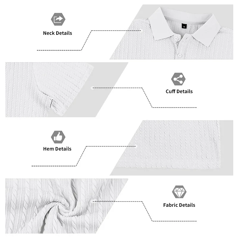 European and American Summer Men's Casual Loose Knit Jacquard In-Stock Buttoned Short-Sleeve Polo Shirt for Men