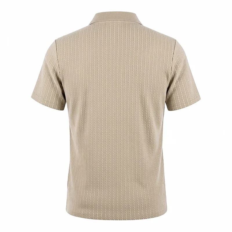 European and American Summer Men's Casual Loose Knit Jacquard In-Stock Buttoned Short-Sleeve Polo Shirt for Men