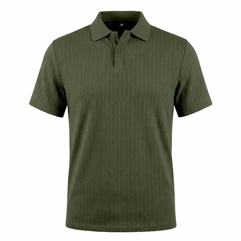 European and American Summer Men's Casual Loose Knit Jacquard In-Stock Buttoned Short-Sleeve Polo Shirt for Men