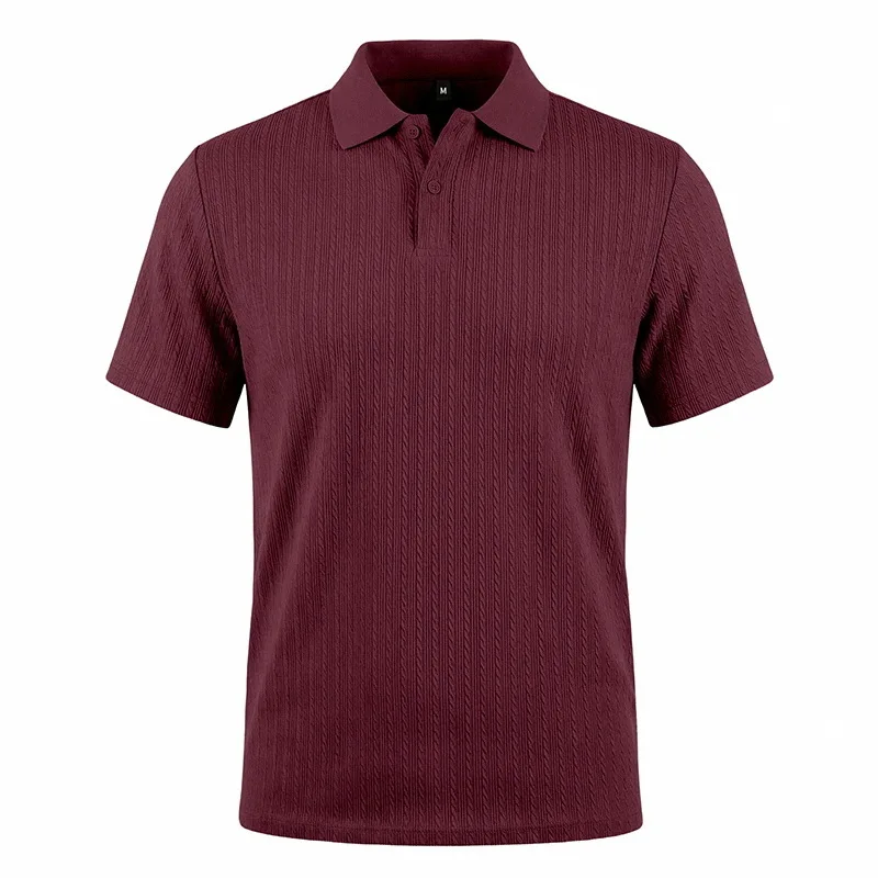 European and American Summer Men's Casual Loose Knit Jacquard In-Stock Buttoned Short-Sleeve Polo Shirt for Men
