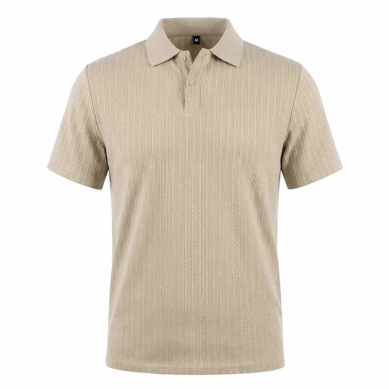 European and American Summer Men's Casual Loose Knit Jacquard In-Stock Buttoned Short-Sleeve Polo Shirt for Men