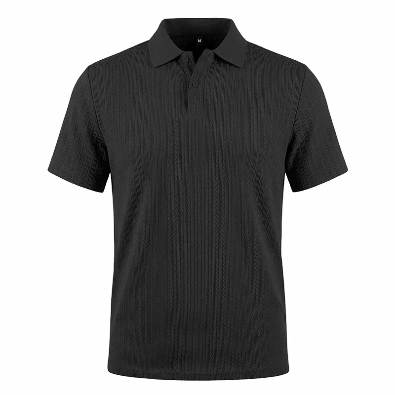 European and American Summer Men's Casual Loose Knit Jacquard In-Stock Buttoned Short-Sleeve Polo Shirt for Men