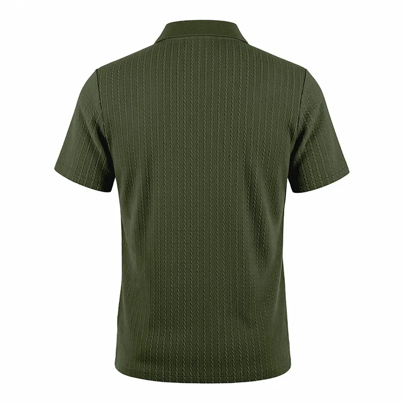 European and American Summer Men's Casual Loose Knit Jacquard In-Stock Buttoned Short-Sleeve Polo Shirt for Men