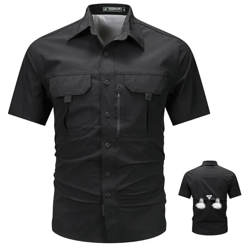 Men Outdoor Short Sleeves Thin Breathable Comfortable Cargo Shirts New Summer Male Multi Pockets Mountaineering Tooling Shirts