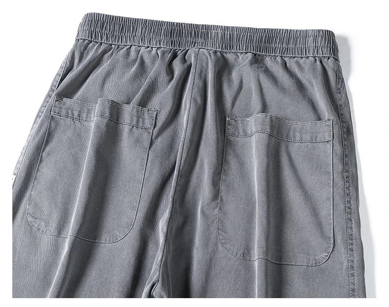 Men's Summer Soft Lyocell Fabric Jeans Thin Loose Straight Denim Pants Drawstring Elastic Waist Casual Trousers Plus Size M-5XL