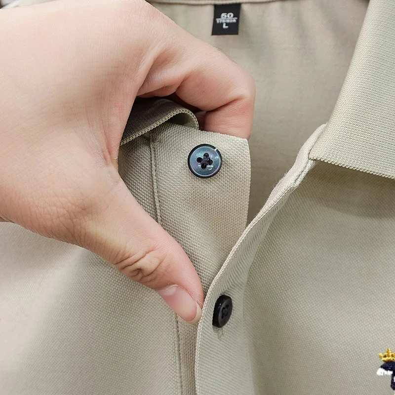 High Quality Man Summer Short-Sleeved Polo Shirt Lapel Button Multi-pattern Puppy Embroidery Ventilate Business Casual Men'sWear