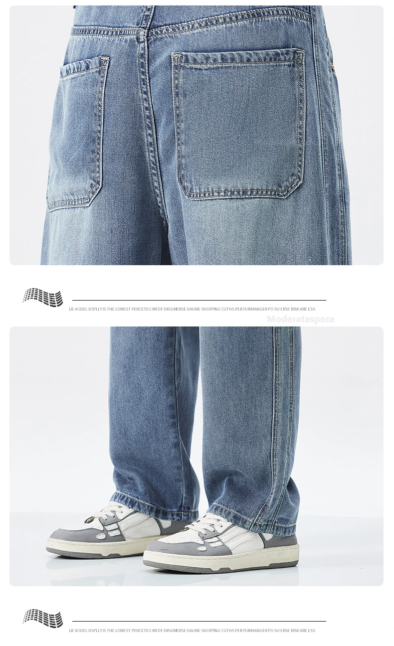 Stretch Jeans Men's 2024 New Lyocell Fabric High Quality Soft Loose Wide Pants Elastic Waist Casual Denim Trousers Streetwear