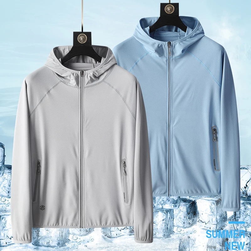 UV Protection UPF50+ Hoodie Jacket Couple's Ice Silk Summer Unisex Breathable Outdoor Sports Beach Street Lightweight Jacket