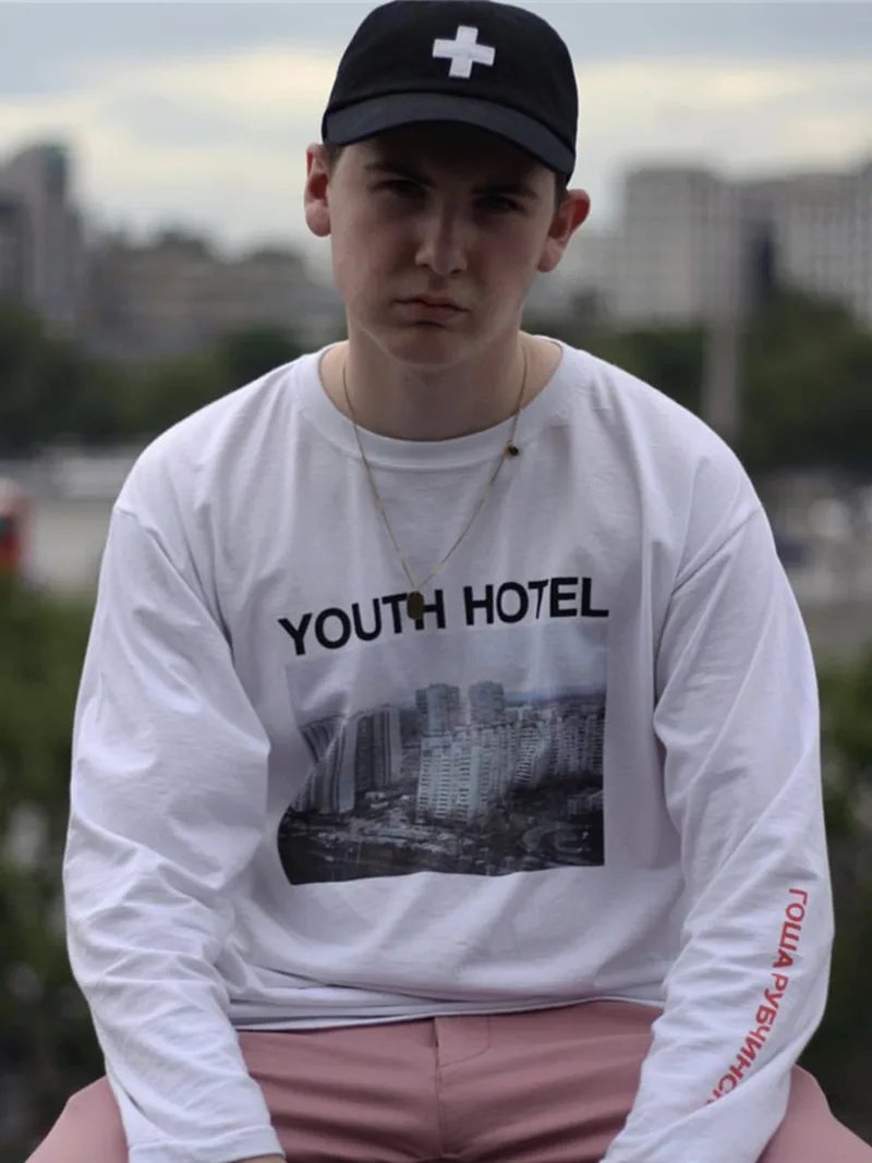 Gosha Building Long Sleeve Youth Hotel Russian 032c HD Digital Print Loose Tide Brand