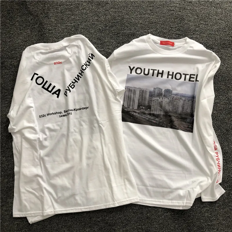 Gosha Building Long Sleeve Youth Hotel Russian 032c HD Digital Print Loose Tide Brand