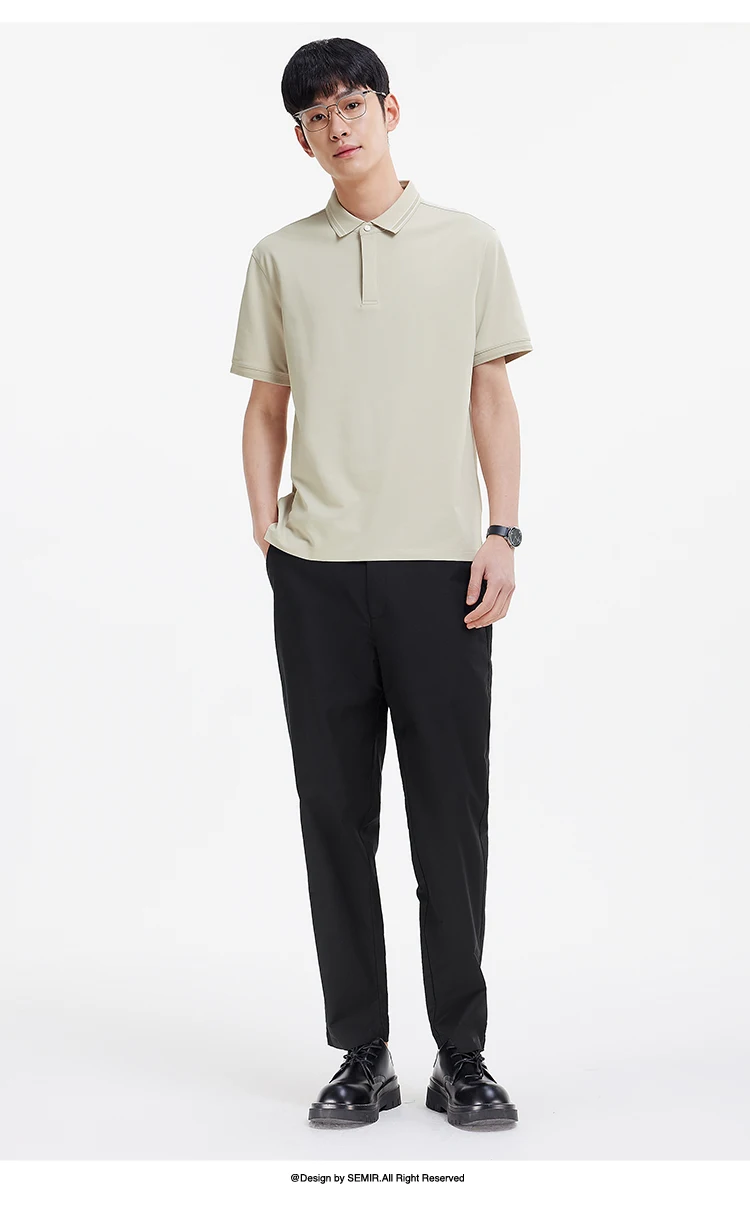 Semir Men Polo Shirt Mulberry Silk Texture Business Basic Knit 2026 Summer Casual Style Soft Lightweight Office Wear Top