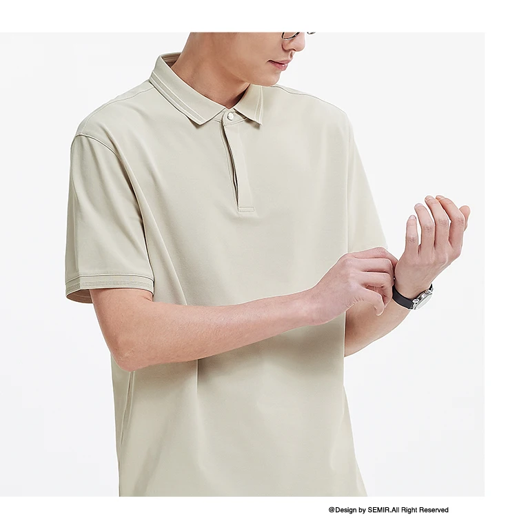 Semir Men Polo Shirt Mulberry Silk Texture Business Basic Knit 2026 Summer Casual Style Soft Lightweight Office Wear Top