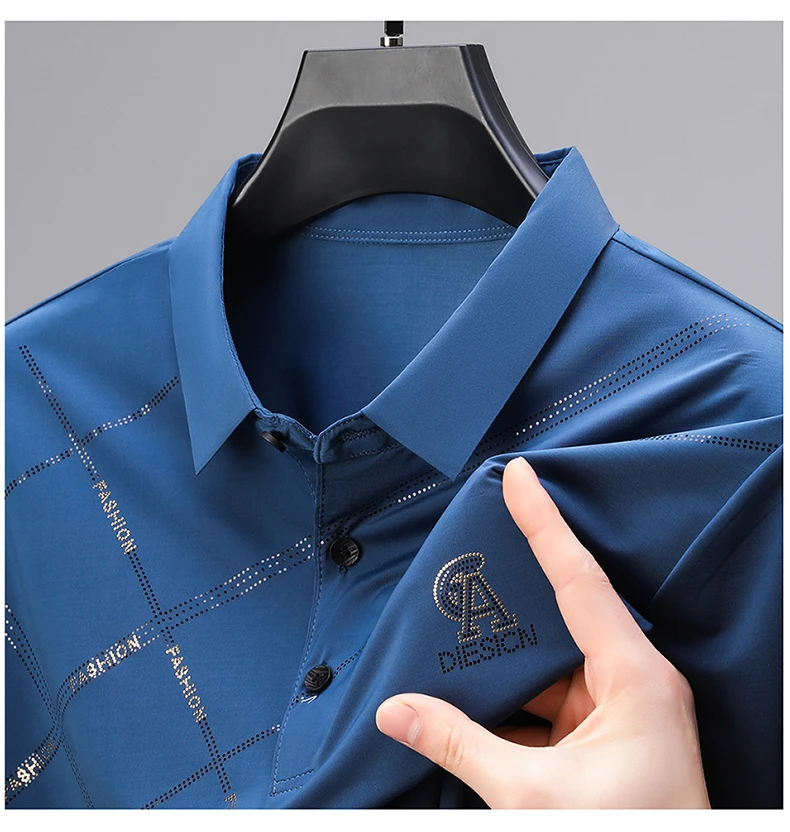 Luxury High Quality Ice Silk ventilate Short Sleeve polo shirt Men's Top Summer Brand Embroidery Casual Business Paul T-shirt