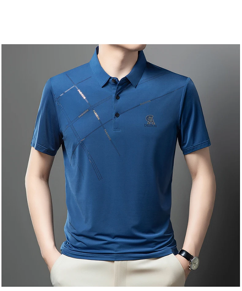 Luxury High Quality Ice Silk ventilate Short Sleeve polo shirt Men's Top Summer Brand Embroidery Casual Business Paul T-shirt