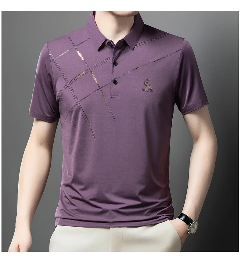 Luxury High Quality Ice Silk ventilate Short Sleeve polo shirt Men's Top Summer Brand Embroidery Casual Business Paul T-shirt