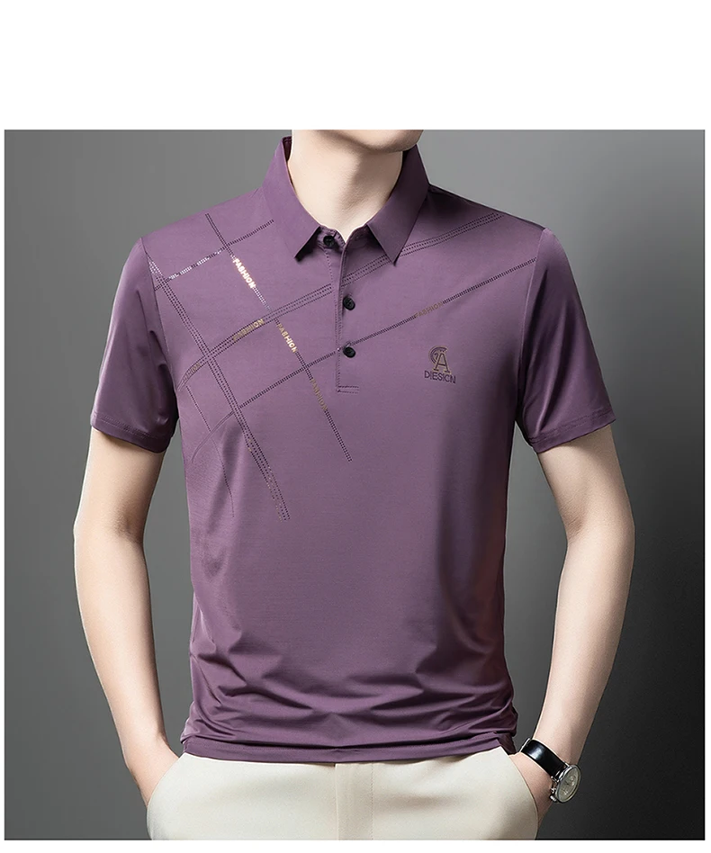 Luxury High Quality Ice Silk ventilate Short Sleeve polo shirt Men's Top Summer Brand Embroidery Casual Business Paul T-shirt