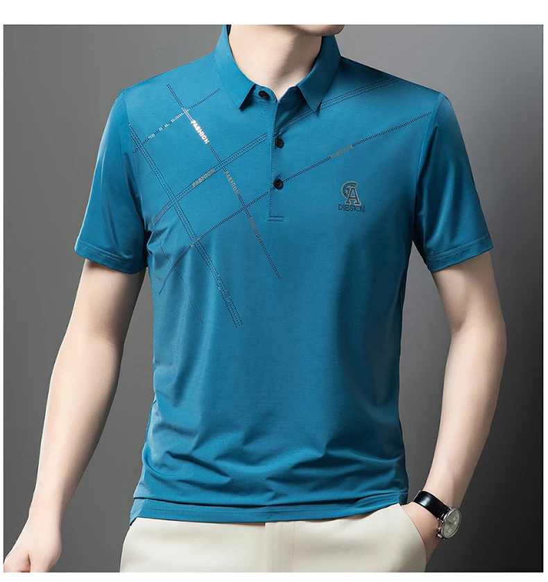 Luxury High Quality Ice Silk ventilate Short Sleeve polo shirt Men's Top Summer Brand Embroidery Casual Business Paul T-shirt