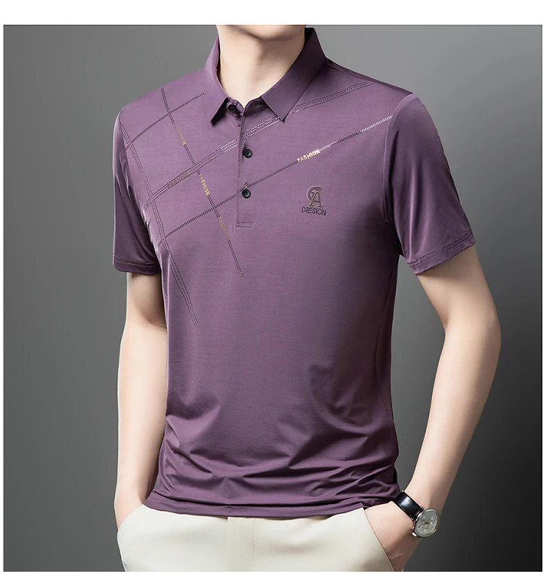 Luxury High Quality Ice Silk ventilate Short Sleeve polo shirt Men's Top Summer Brand Embroidery Casual Business Paul T-shirt