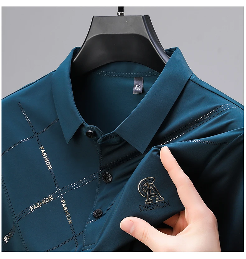 Luxury High Quality Ice Silk ventilate Short Sleeve polo shirt Men's Top Summer Brand Embroidery Casual Business Paul T-shirt