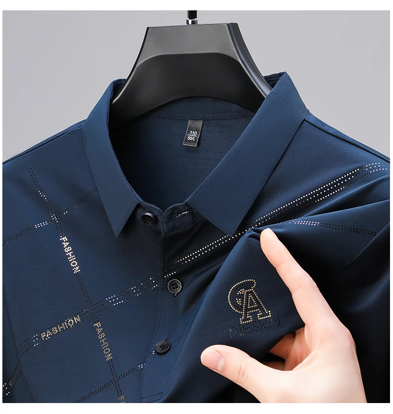 Luxury High Quality Ice Silk ventilate Short Sleeve polo shirt Men's Top Summer Brand Embroidery Casual Business Paul T-shirt