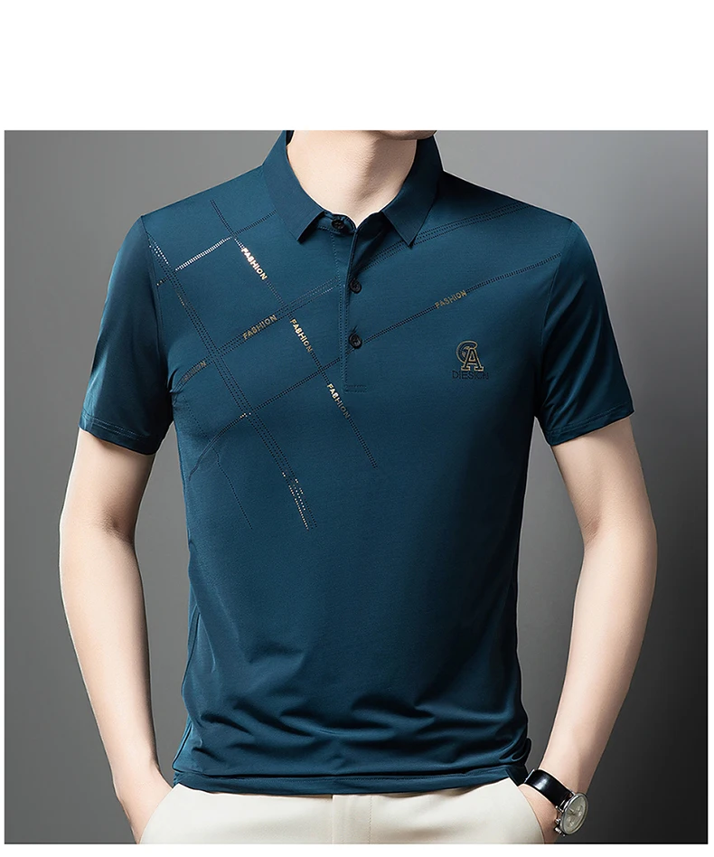Luxury High Quality Ice Silk ventilate Short Sleeve polo shirt Men's Top Summer Brand Embroidery Casual Business Paul T-shirt