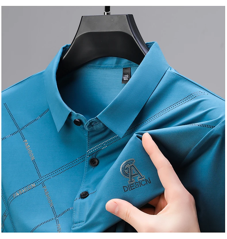Luxury High Quality Ice Silk ventilate Short Sleeve polo shirt Men's Top Summer Brand Embroidery Casual Business Paul T-shirt