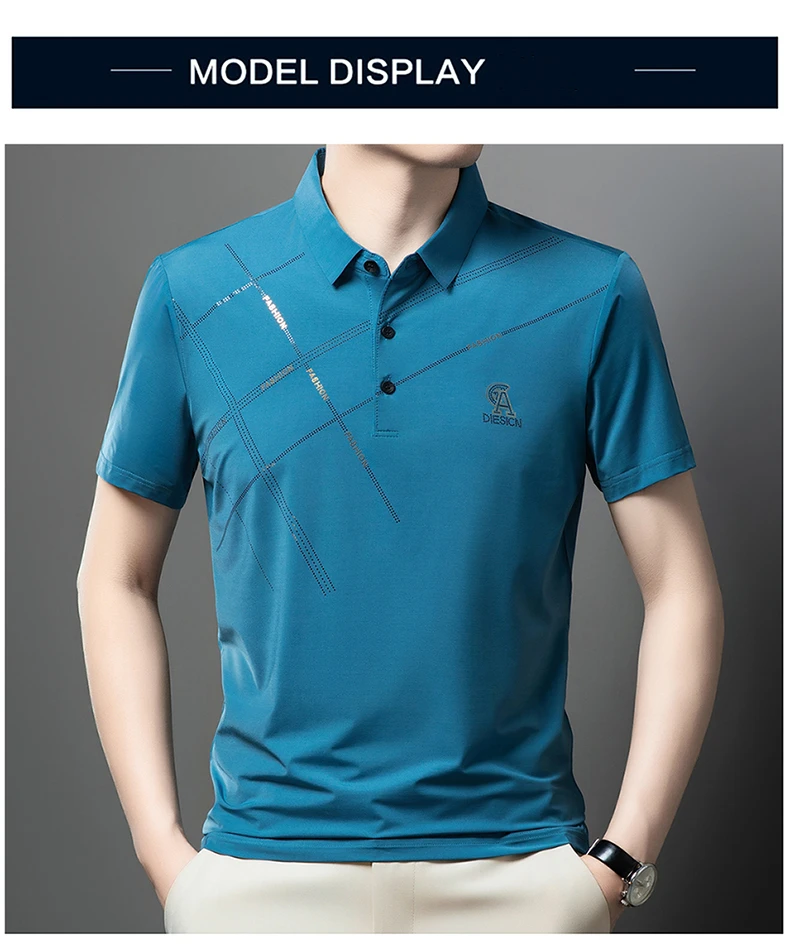Luxury High Quality Ice Silk ventilate Short Sleeve polo shirt Men's Top Summer Brand Embroidery Casual Business Paul T-shirt