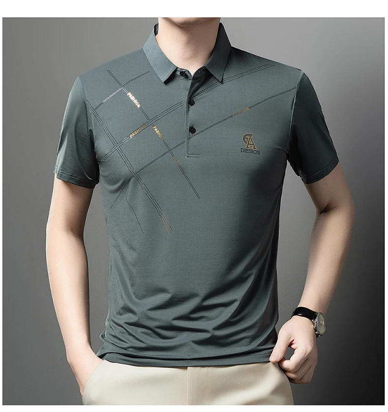 Luxury High Quality Ice Silk ventilate Short Sleeve polo shirt Men's Top Summer Brand Embroidery Casual Business Paul T-shirt