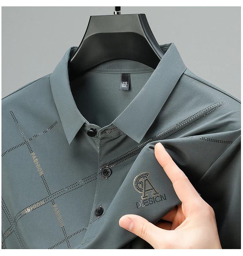 Luxury High Quality Ice Silk ventilate Short Sleeve polo shirt Men's Top Summer Brand Embroidery Casual Business Paul T-shirt