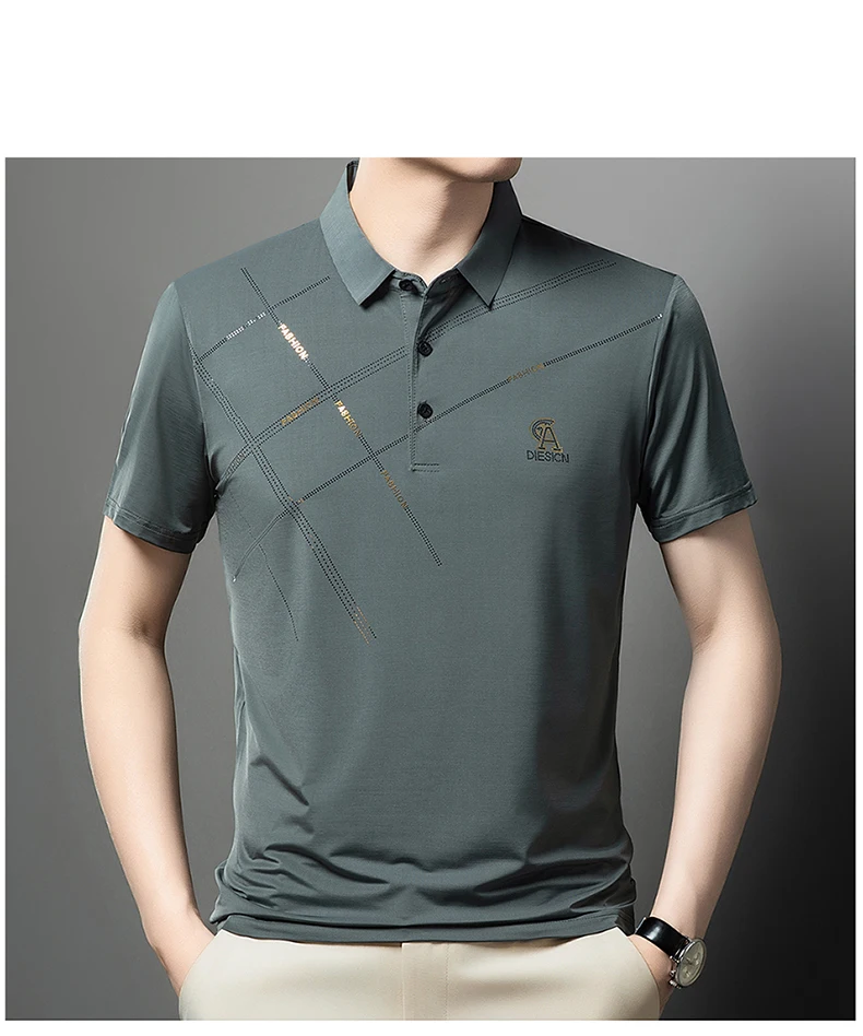 Luxury High Quality Ice Silk ventilate Short Sleeve polo shirt Men's Top Summer Brand Embroidery Casual Business Paul T-shirt