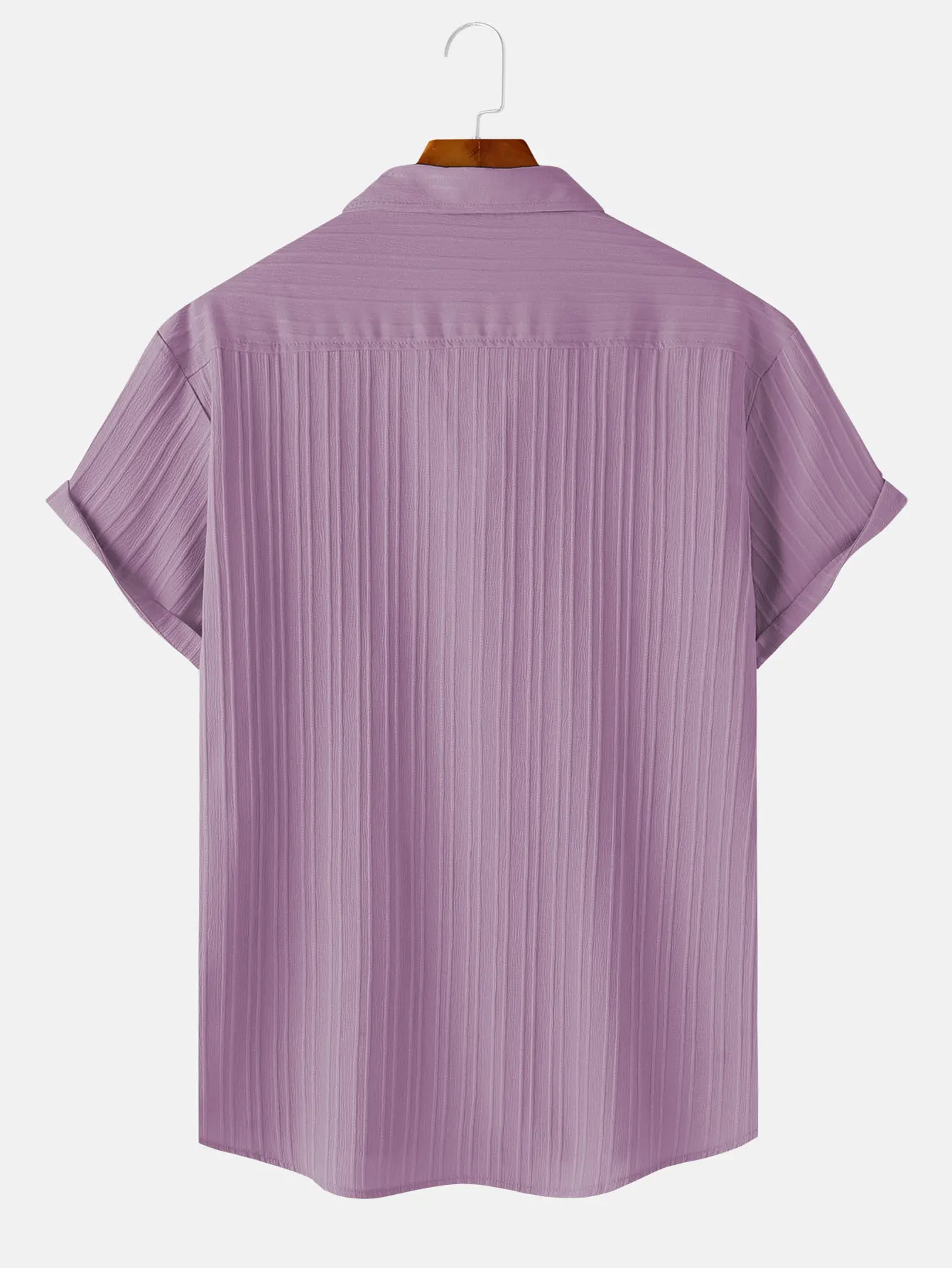 Men's Solid Textured Short Sleeve Shirt Loose Casual Comfy Top for Summer Men's Clothes for Daily Wear
