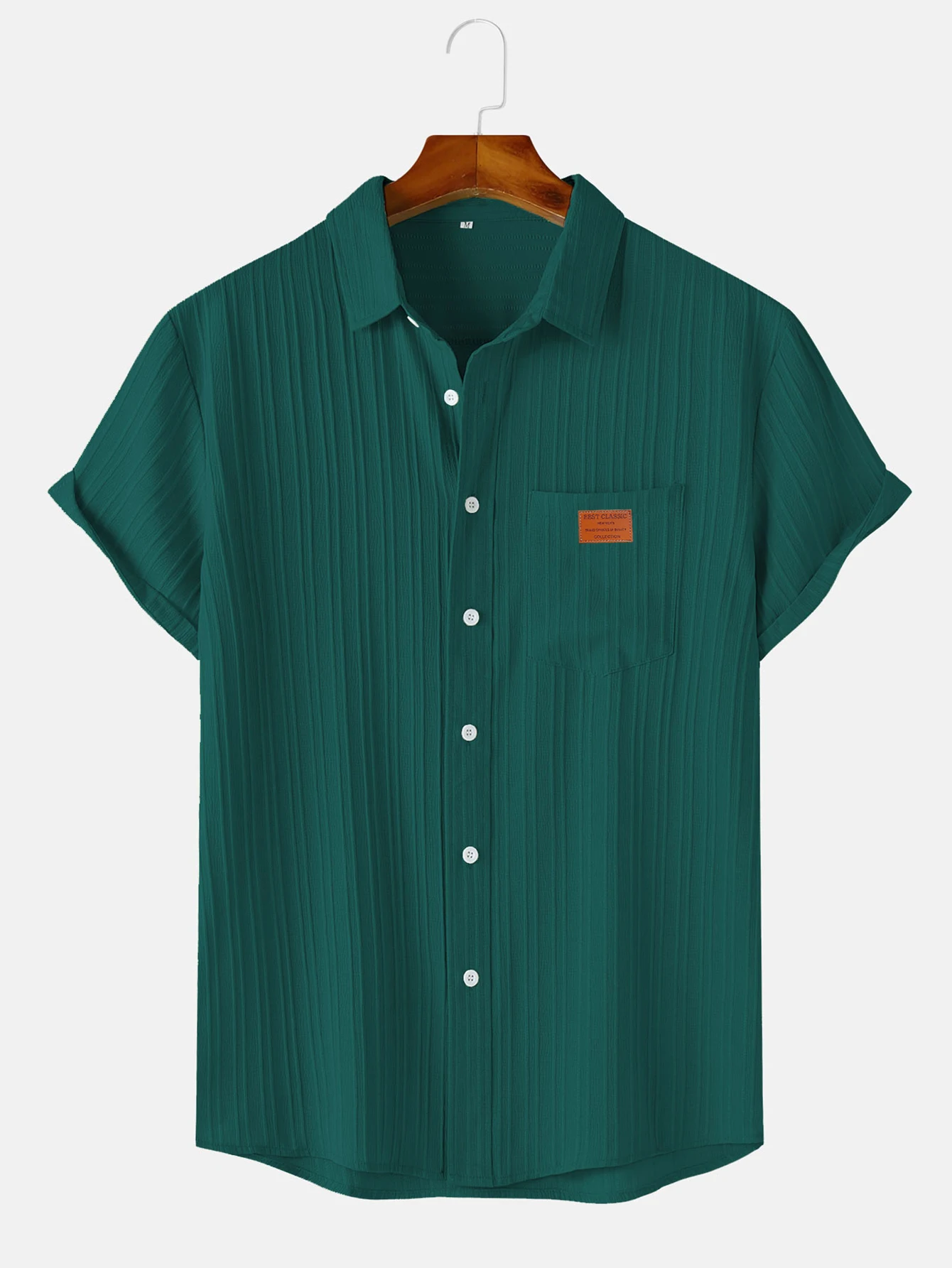 Men's Solid Textured Short Sleeve Shirt Loose Casual Comfy Top for Summer Men's Clothes for Daily Wear