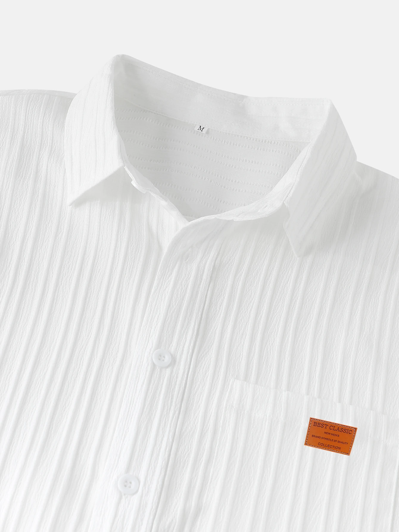 Men's Solid Textured Short Sleeve Shirt Loose Casual Comfy Top for Summer Men's Clothes for Daily Wear