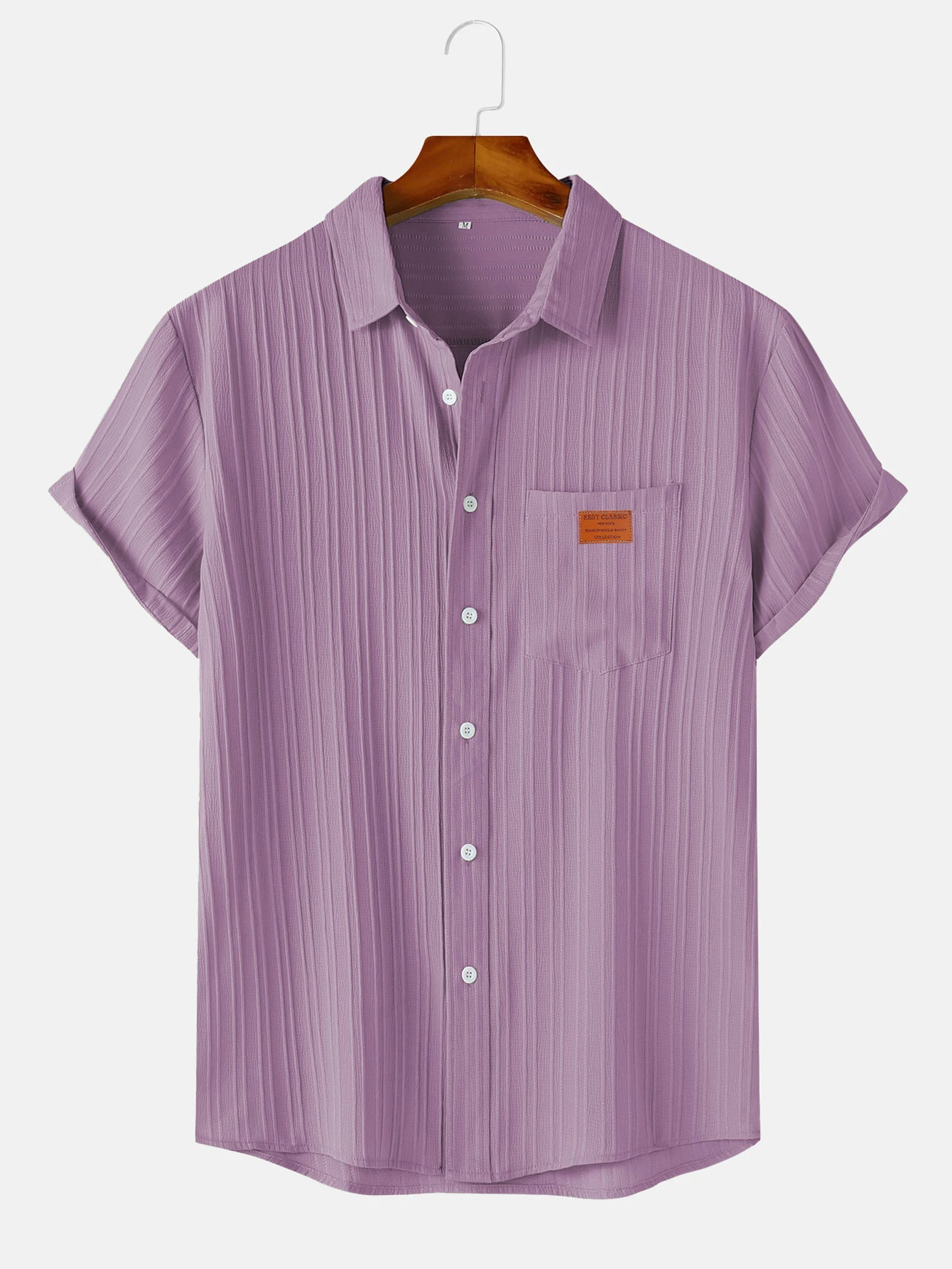 Men's Solid Textured Short Sleeve Shirt Loose Casual Comfy Top for Summer Men's Clothes for Daily Wear