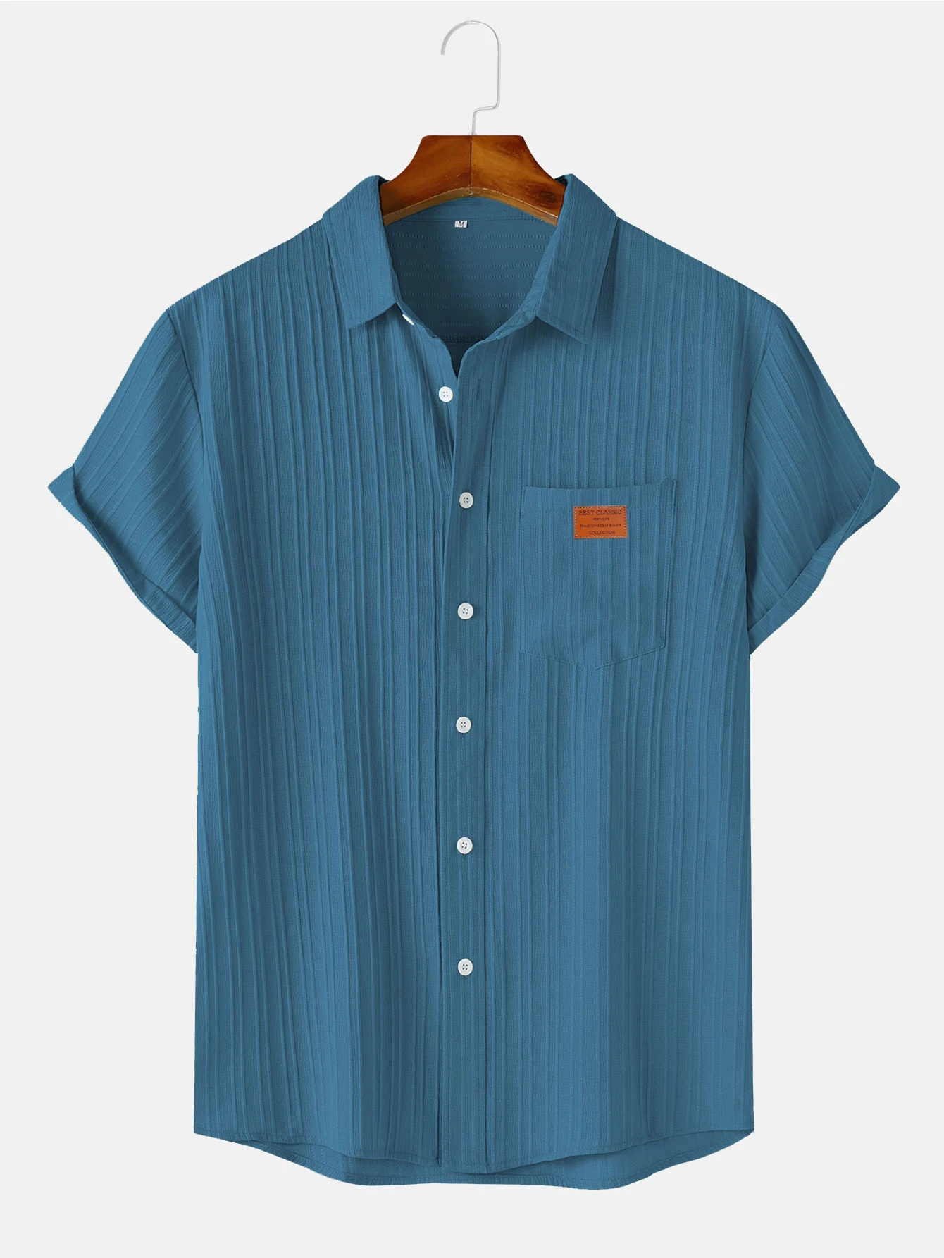 Men's Solid Textured Short Sleeve Shirt Loose Casual Comfy Top for Summer Men's Clothes for Daily Wear