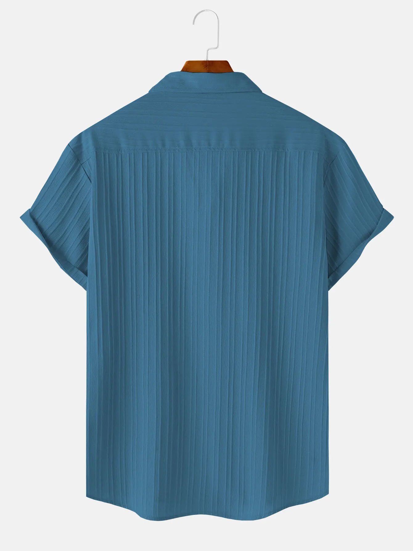 Men's Solid Textured Short Sleeve Shirt Loose Casual Comfy Top for Summer Men's Clothes for Daily Wear