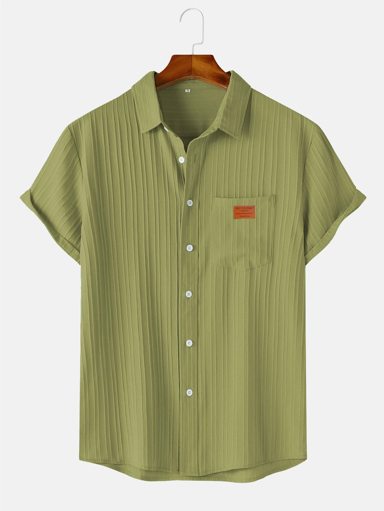 Men's Solid Textured Short Sleeve Shirt Loose Casual Comfy Top for Summer Men's Clothes for Daily Wear