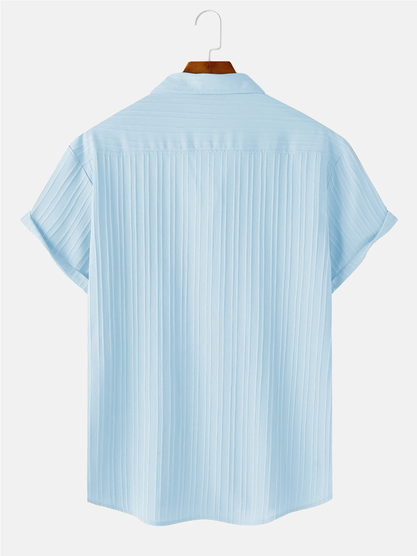 Men's Solid Textured Short Sleeve Shirt Loose Casual Comfy Top for Summer Men's Clothes for Daily Wear