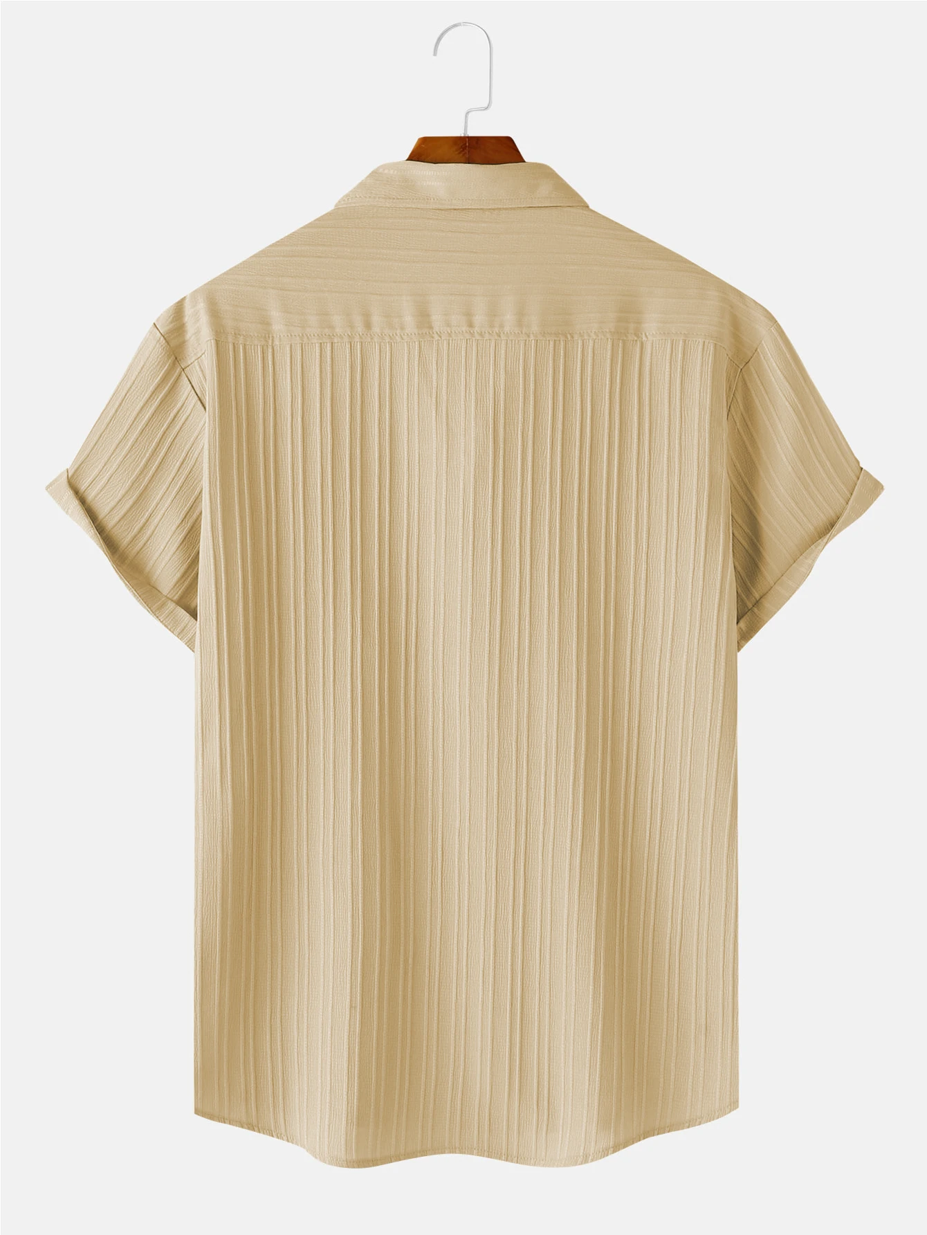 Men's Solid Textured Short Sleeve Shirt Loose Casual Comfy Top for Summer Men's Clothes for Daily Wear