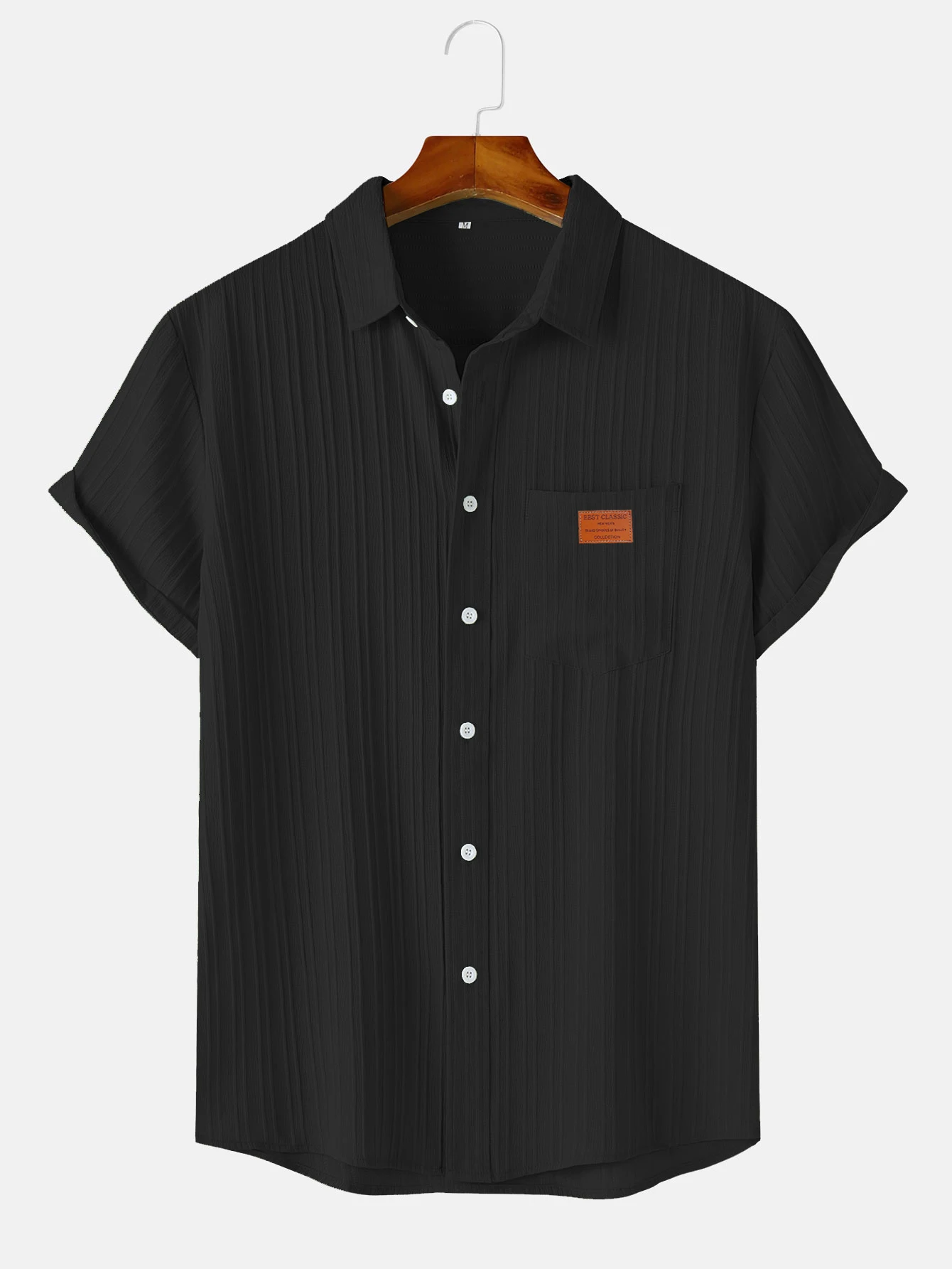 Men's Solid Textured Short Sleeve Shirt Loose Casual Comfy Top for Summer Men's Clothes for Daily Wear