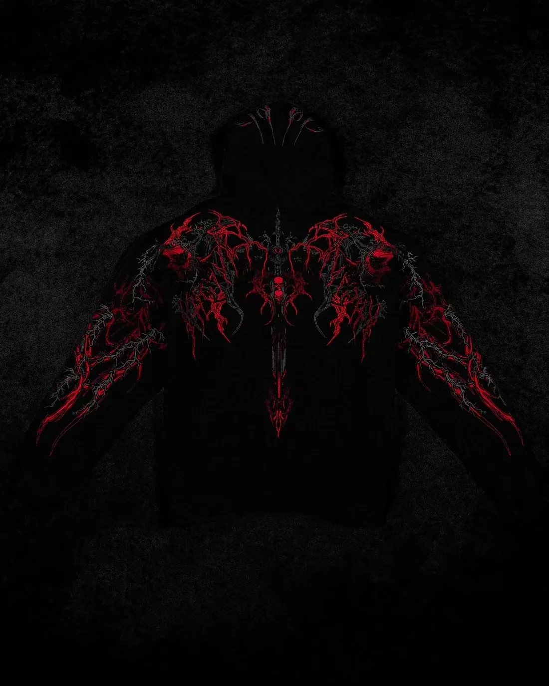 2025New American Style Men's Hooded Sweatshirt Trendy Brand Dark Style Sports Fitness High Street Autumn Winter Men's Sweatshirt