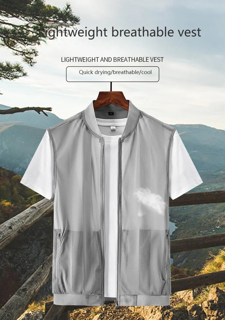 New Summer Men Mesh Hollow Waistcoat Breathable Outdoor Sports Coat High-Quality Design Leisure Vest Men's Biker Vests Size 5XL