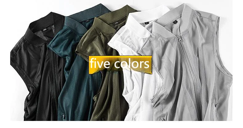 New Summer Men Mesh Hollow Waistcoat Breathable Outdoor Sports Coat High-Quality Design Leisure Vest Men's Biker Vests Size 5XL