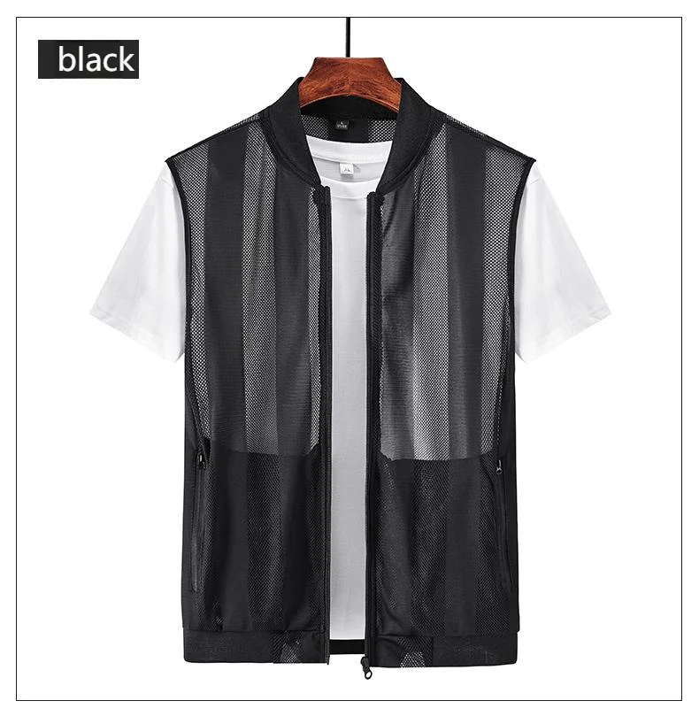 New Summer Men Mesh Hollow Waistcoat Breathable Outdoor Sports Coat High-Quality Design Leisure Vest Men's Biker Vests Size 5XL