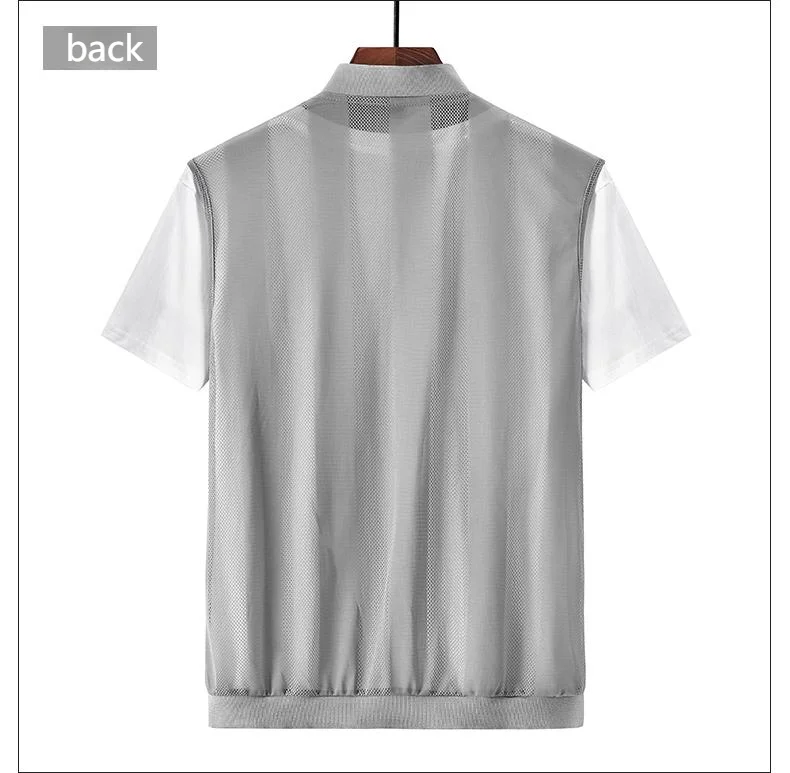 New Summer Men Mesh Hollow Waistcoat Breathable Outdoor Sports Coat High-Quality Design Leisure Vest Men's Biker Vests Size 5XL