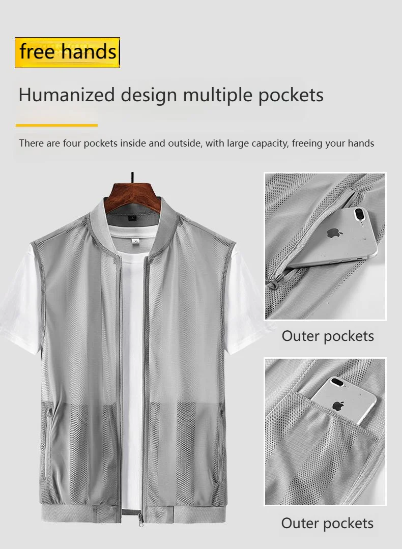 New Summer Men Mesh Hollow Waistcoat Breathable Outdoor Sports Coat High-Quality Design Leisure Vest Men's Biker Vests Size 5XL