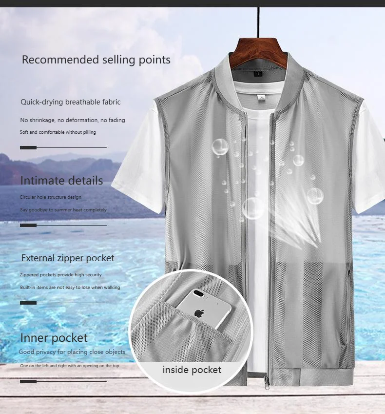 New Summer Men Mesh Hollow Waistcoat Breathable Outdoor Sports Coat High-Quality Design Leisure Vest Men's Biker Vests Size 5XL